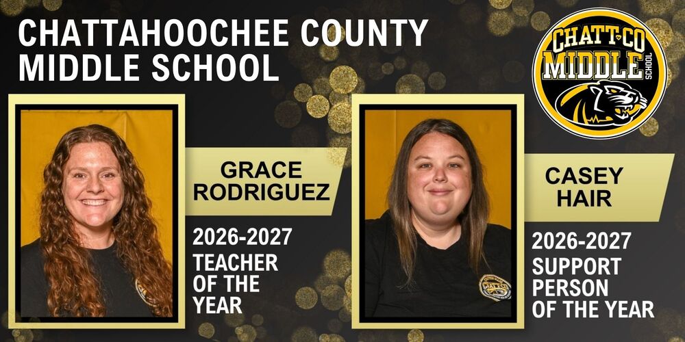 CCMS 26-27 MS Teacher of Year Grace Rodriguez, Support Person of Year Casey Hair