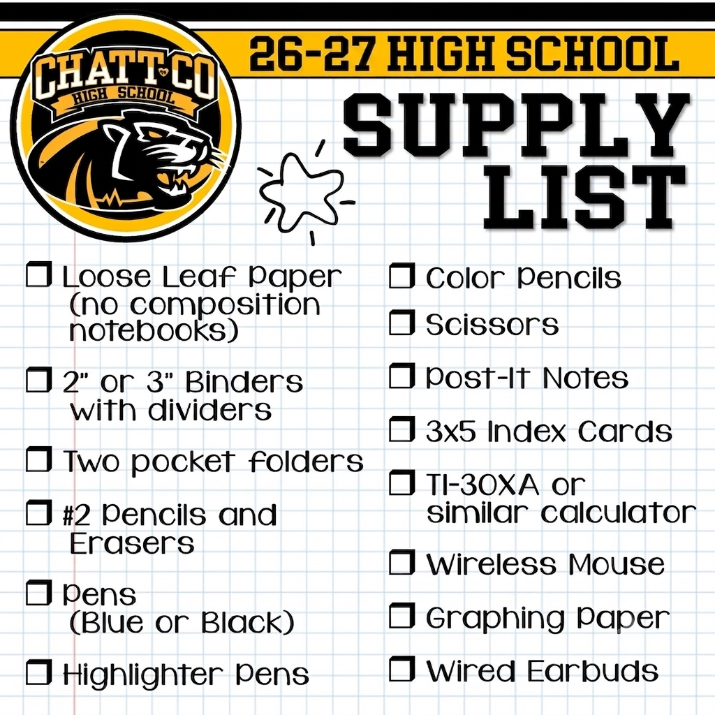 high school supply list