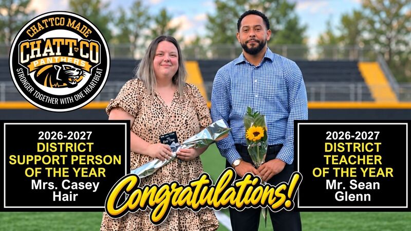 District Support Person Casey Hair and District Teacher of Year Sean Glenn photos