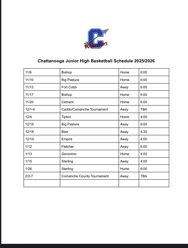 Junior High Schedule