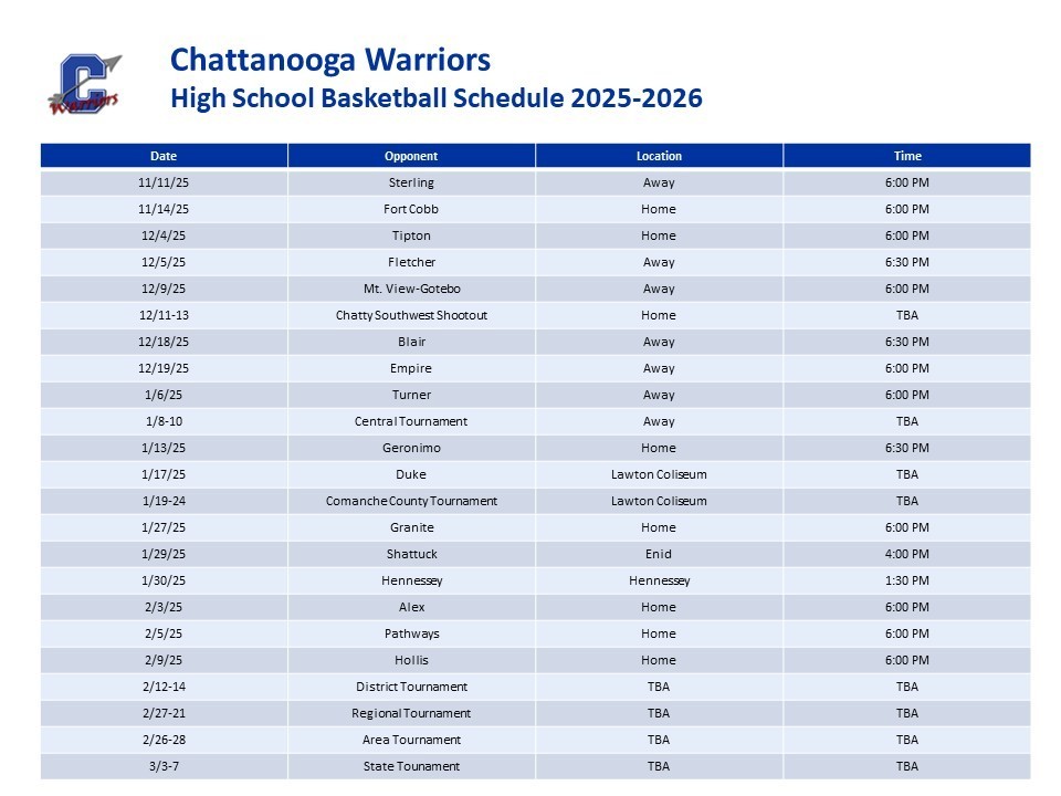 Updated High School Schedule