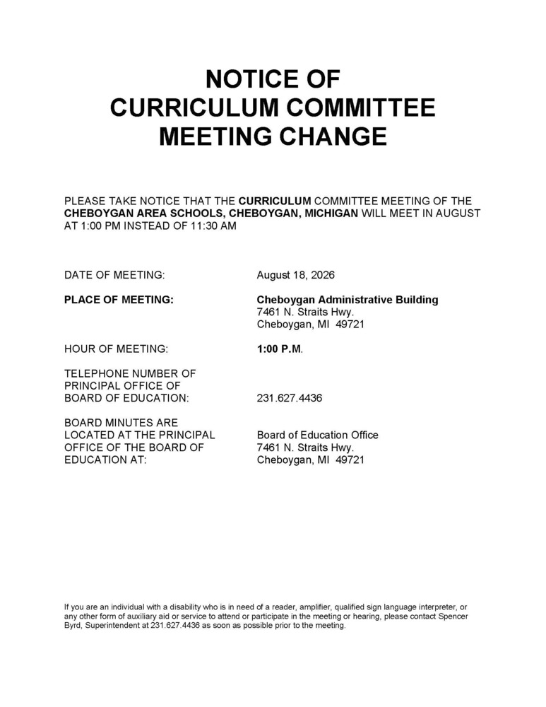 Curriculum Meeting Change 
