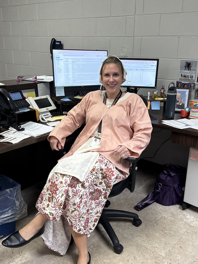 Mrs. Naden busy in the office!