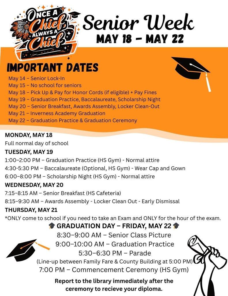 Class of 2026 Senior Week Schedule