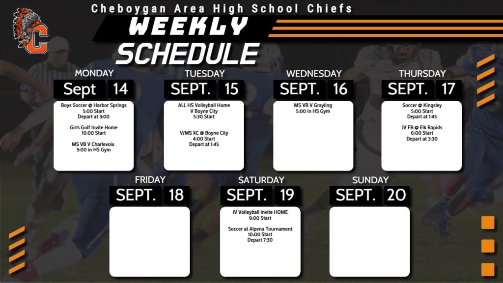 9/14 weekly schedule