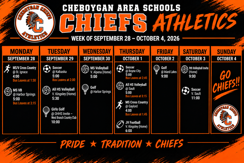 weekly athletic schedule for 9/28