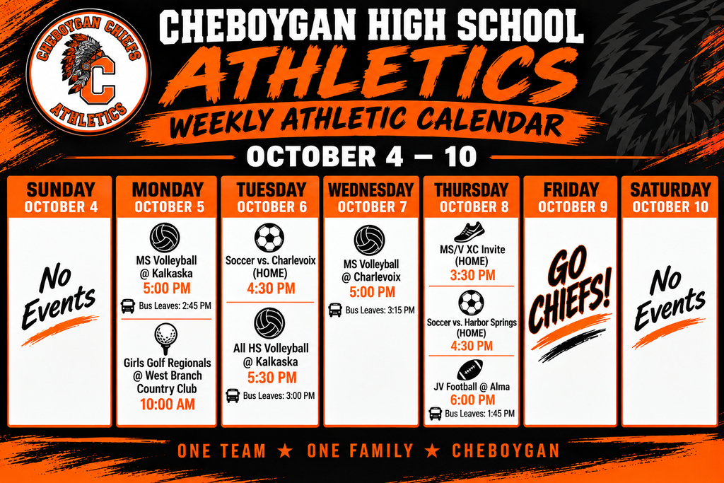 Weekly athletic calendar