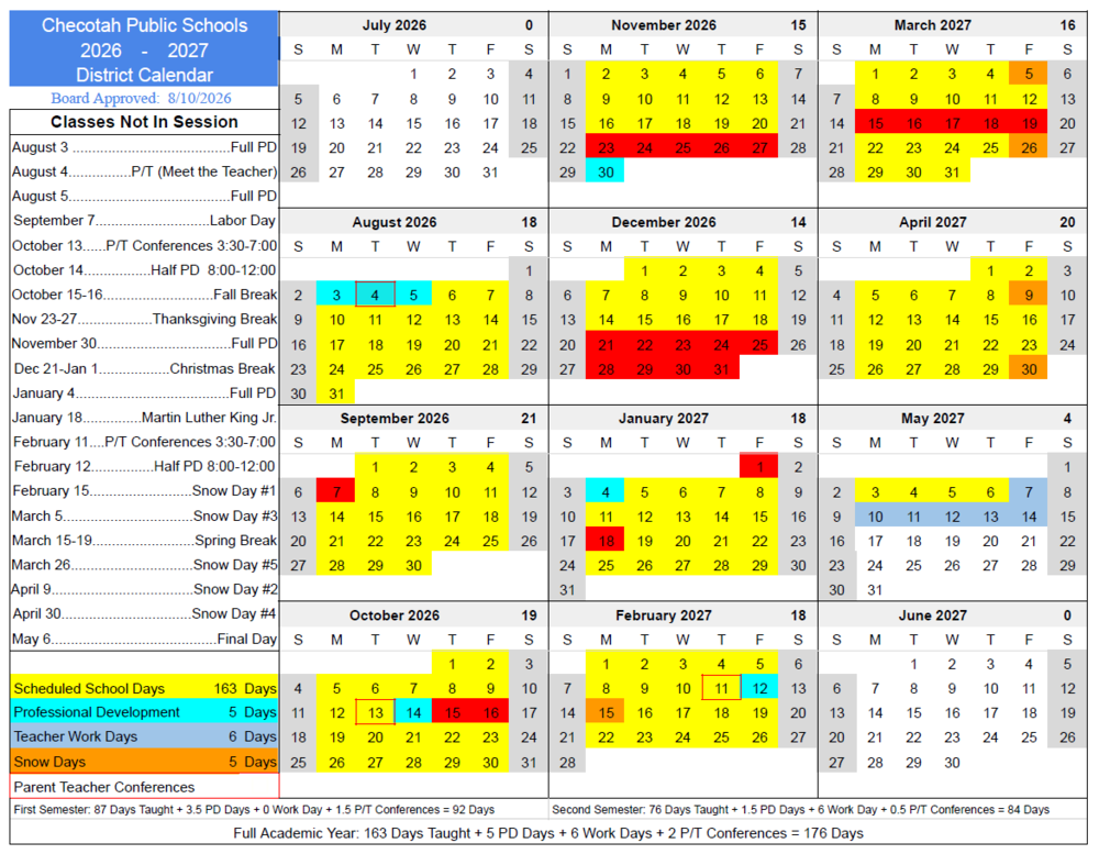 August BOE Calendar