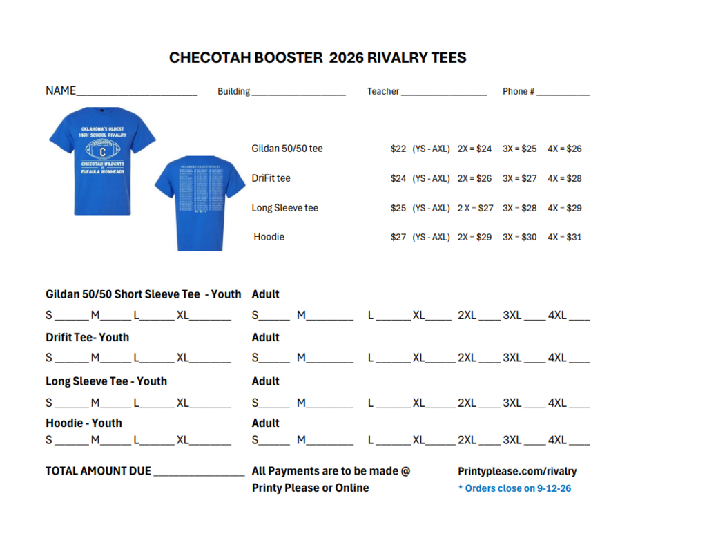 Rivalry Shirt Sales---must order online or at Printy Please!