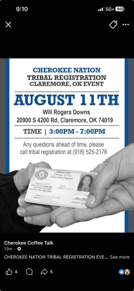 Cherokee Nation registry flyer