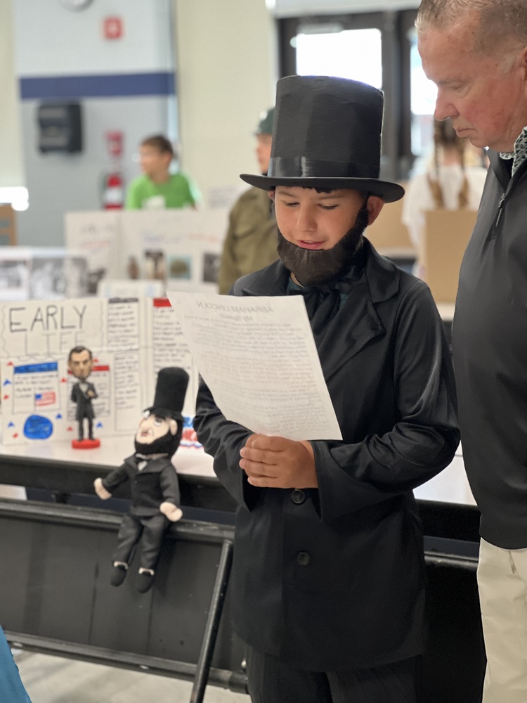 student dressed as abe lincoln