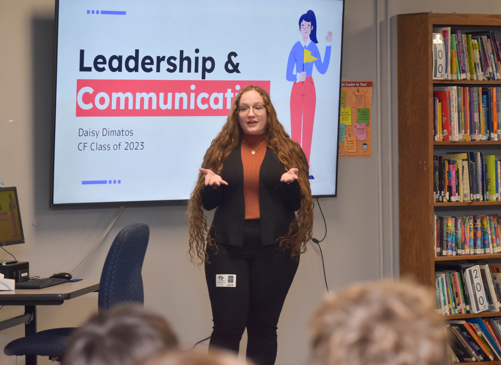 Alumna speaking to students