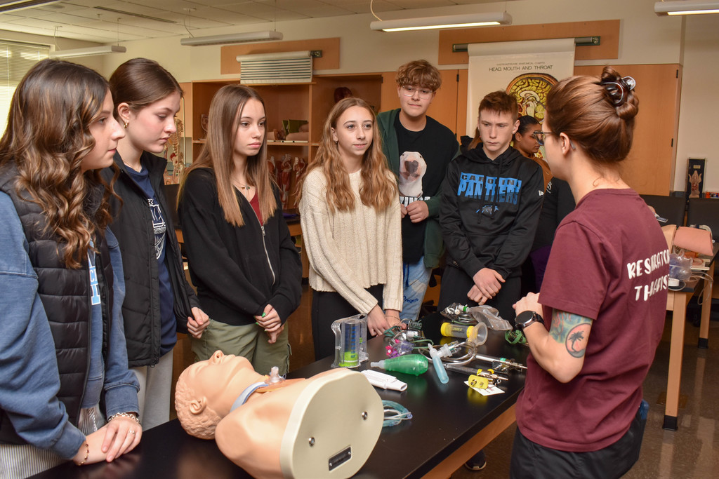 students at a health demonstration
