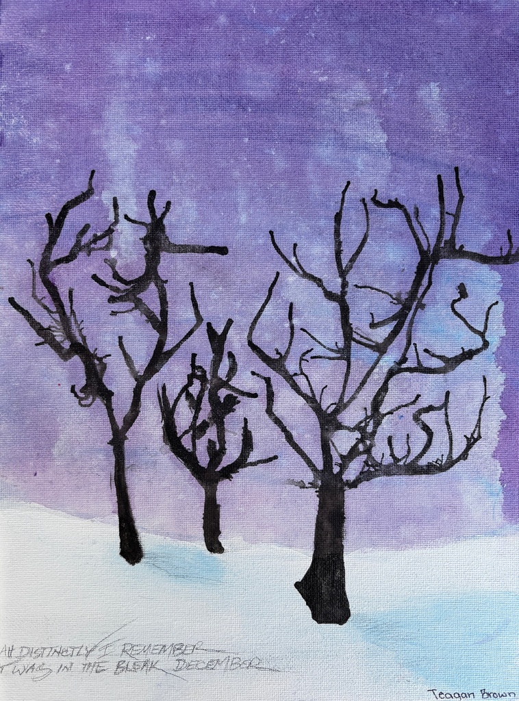 student artwork of trees