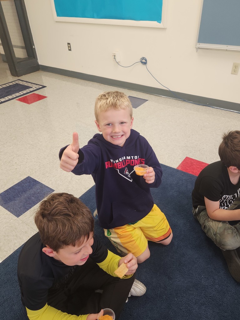 student tasting pumpkin pie