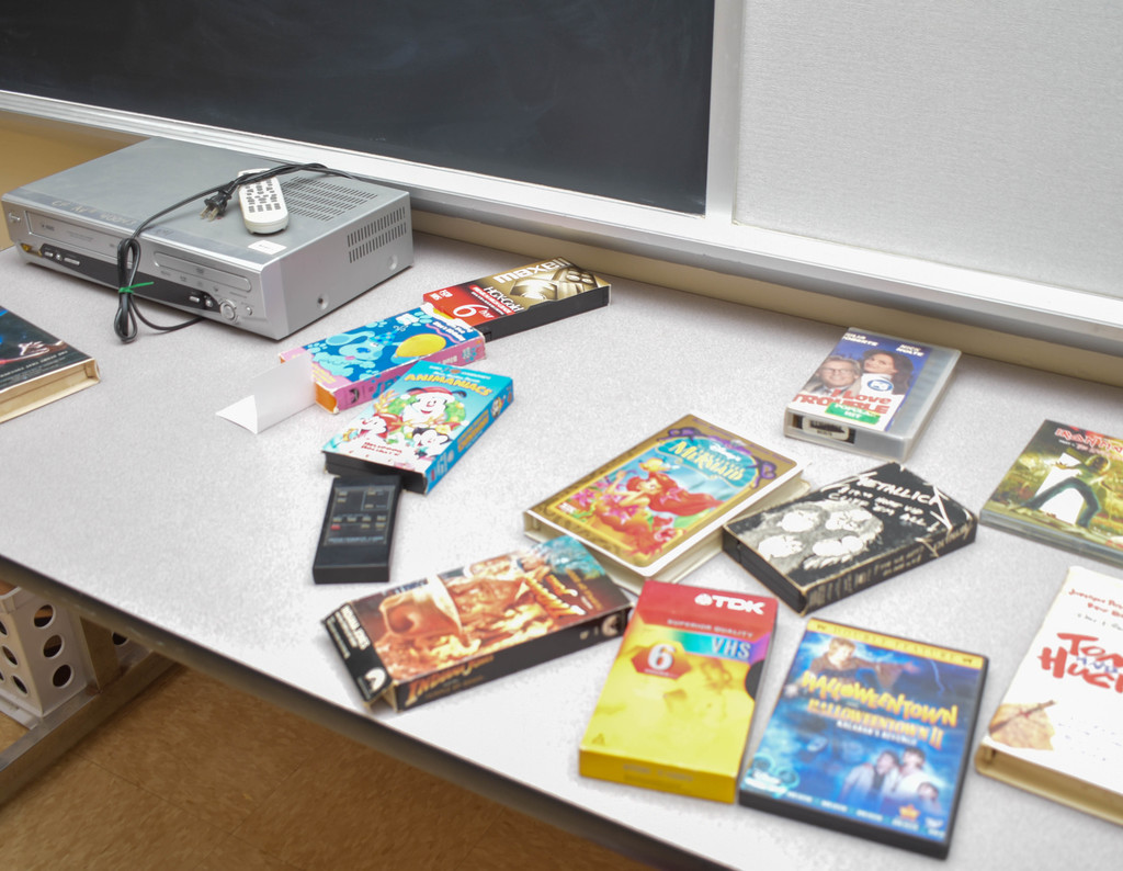 old VHS tapes and VCR