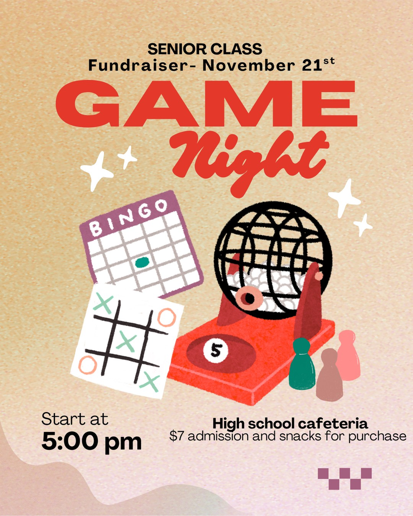 senior class game night flyer November 21 at 5 p.m.