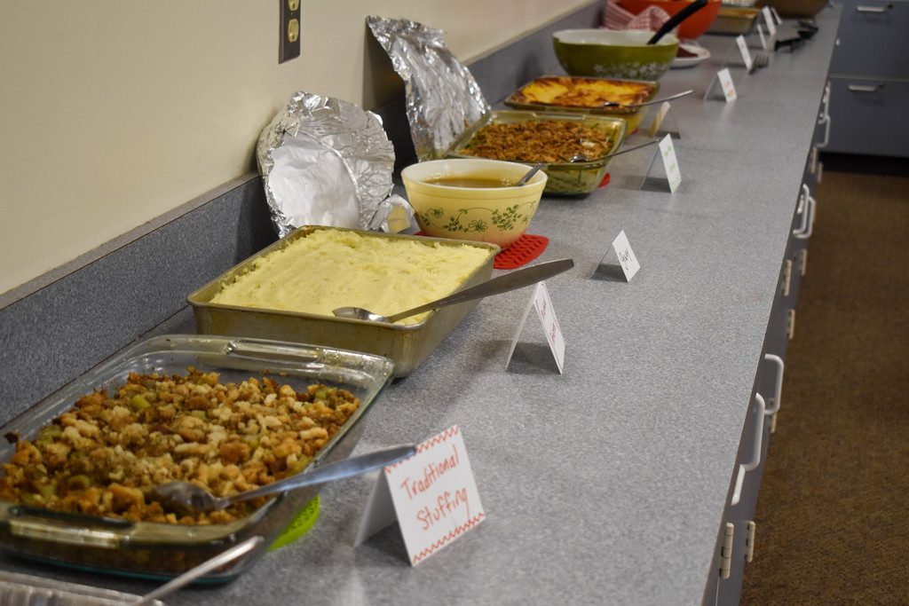 thanksgiving meal on buffet