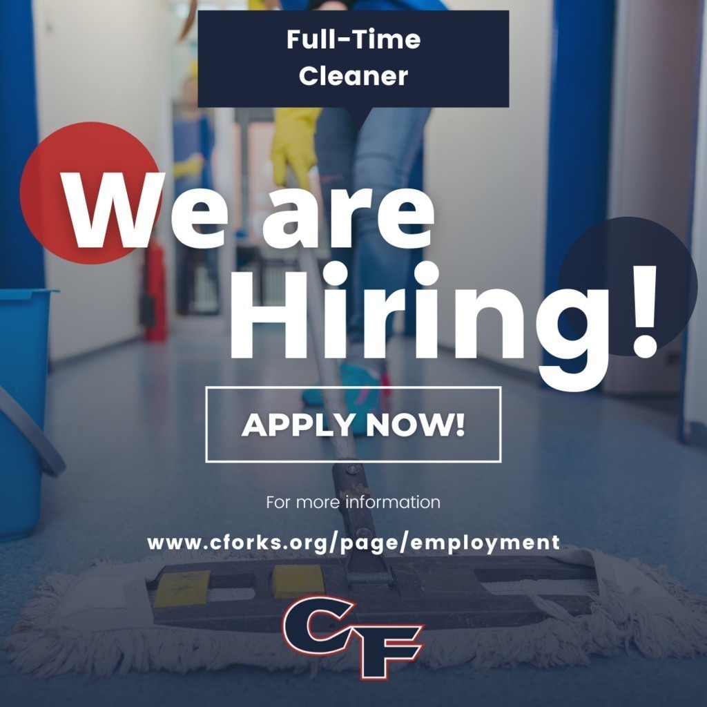 now hiring full time cleaner graphic