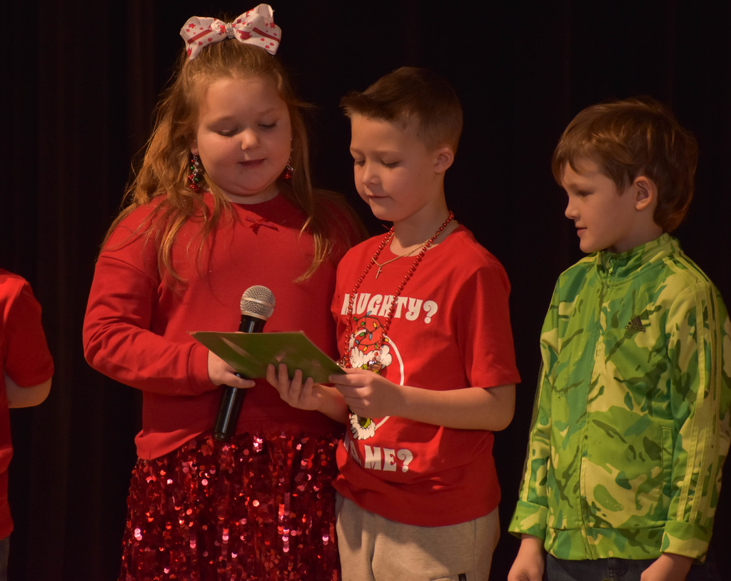 elementary student during holiday performance