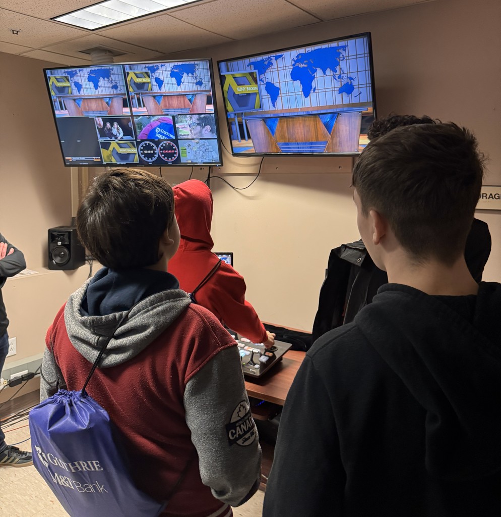 student in TV production studio