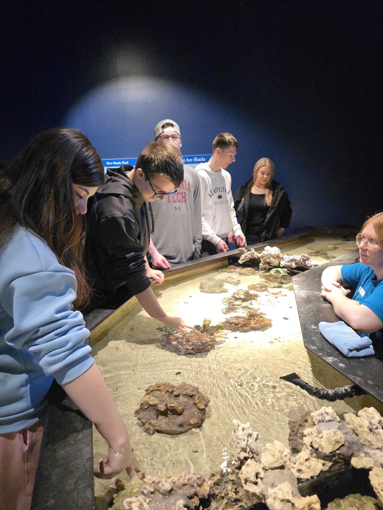 students at aquarium