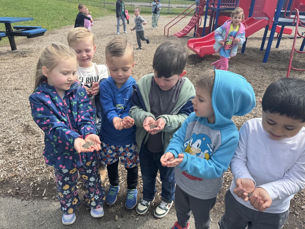 students with flower seeds