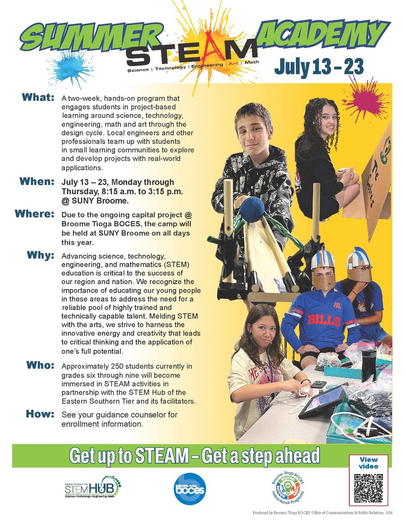 Summer STEAM BT-BOCES Flyer
