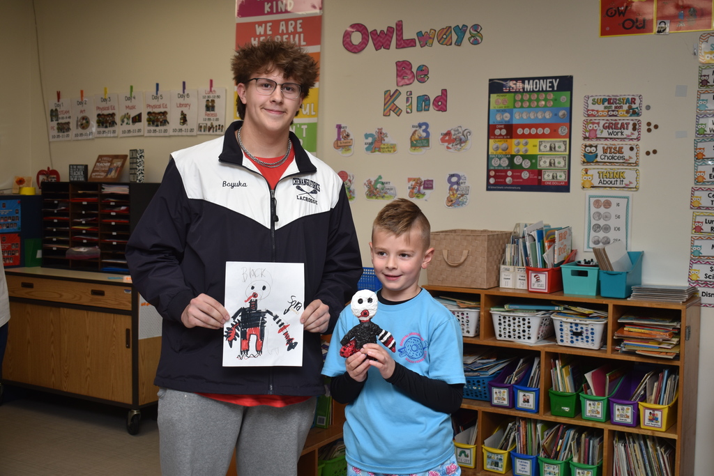students with artwork