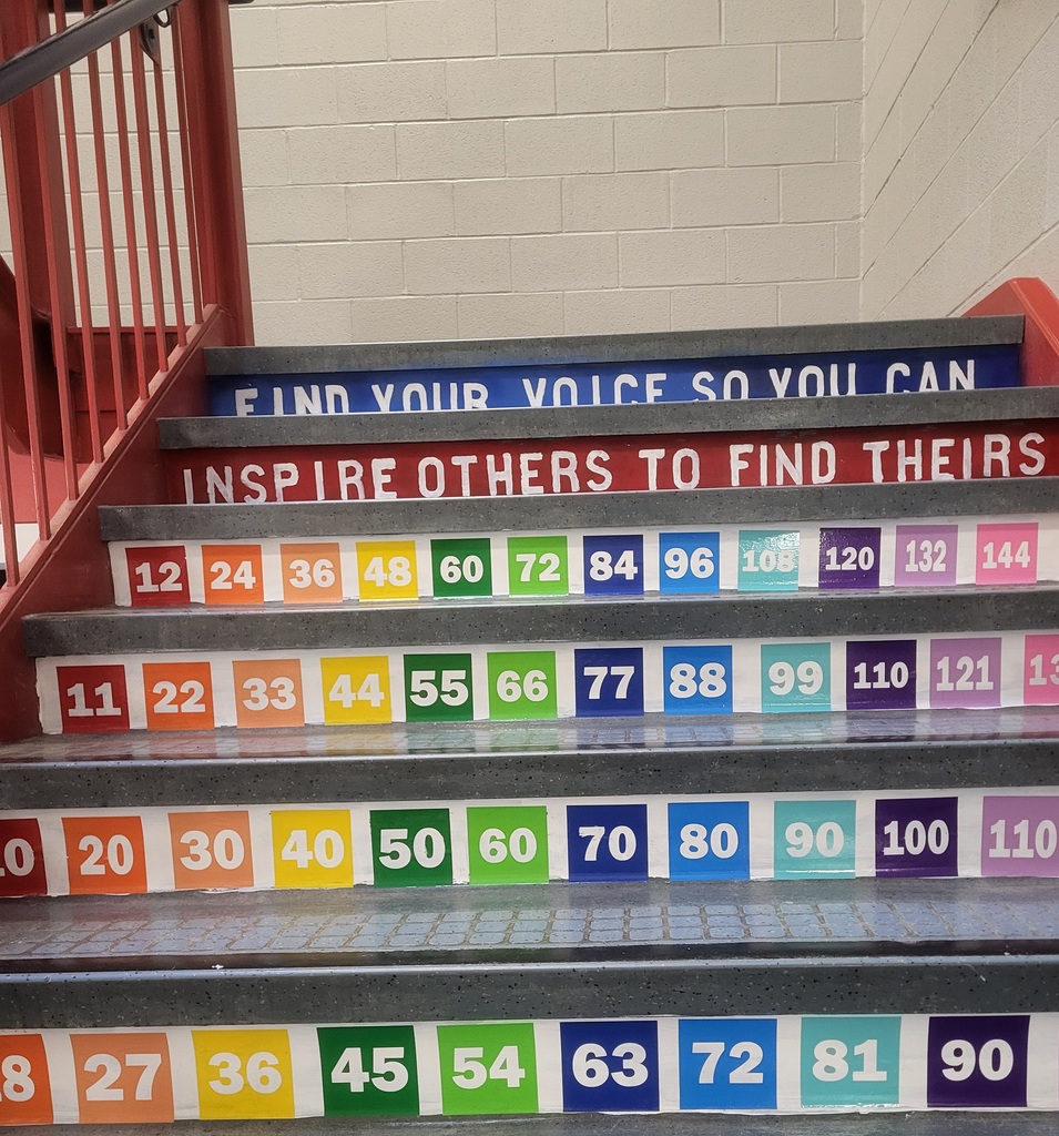 stairwell with numbers painted