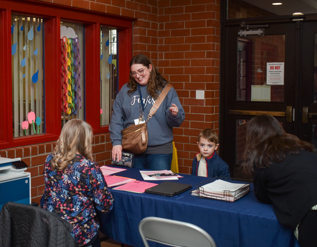 family registering for school