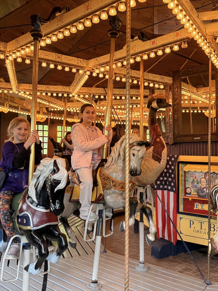students on carousel 