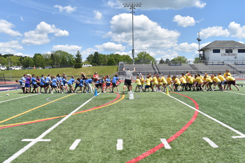 tug of war game on football field