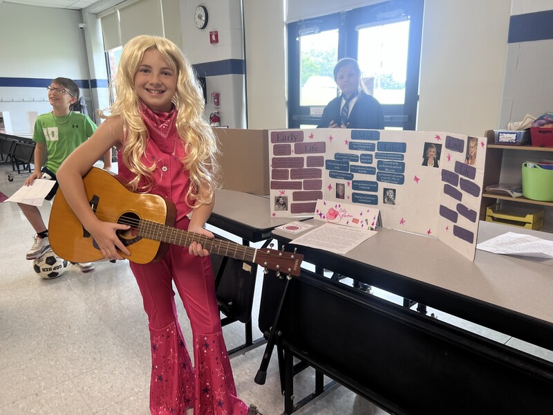 elementary student dressed as historical figure
