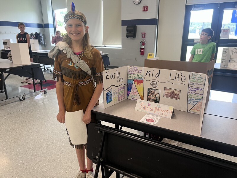 elementary student dressed as historical figure