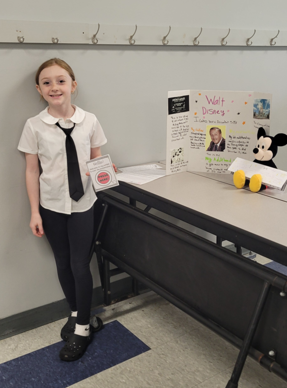 elementary student dressed as historical figure
