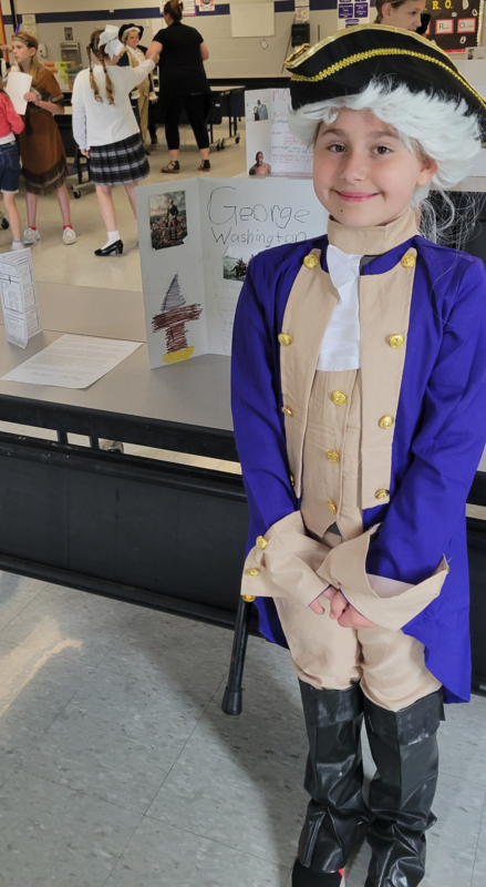 elementary student dressed as historical figure