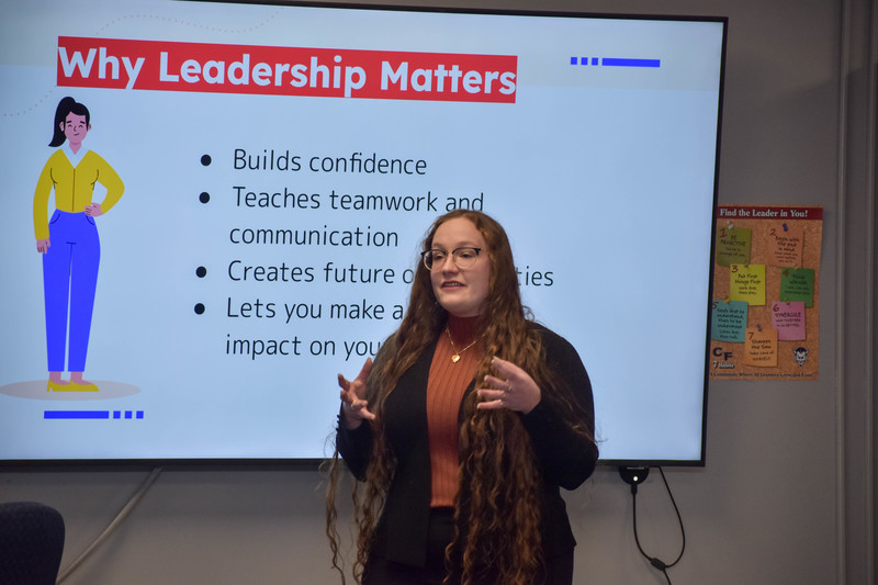 Alumna speaking to students