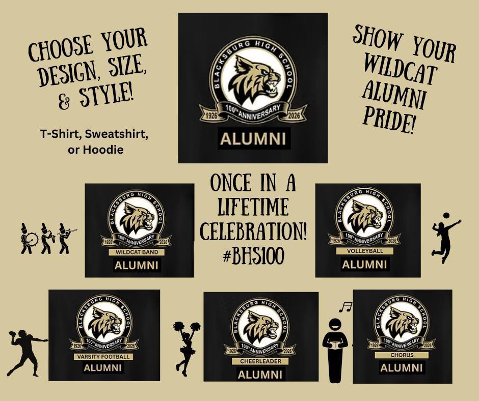 This cycle of ordering closes September 21!  Delivery to BHS for pickup by September 29 for Alumni Volleyball Recognition.  Delivery to BHS for all others by October 1 for pickup before Homecoming on October 3.  https://www.hubcitylocker.com/blacksburg