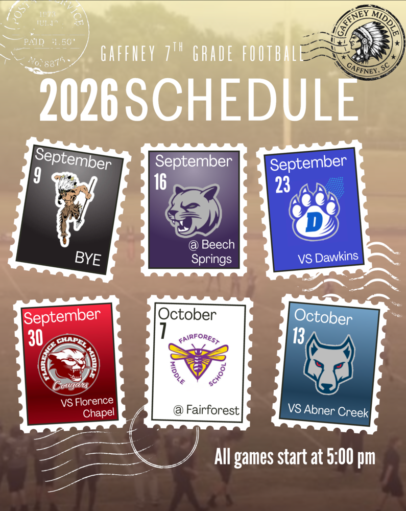GMS 7th Grade Football Schedule