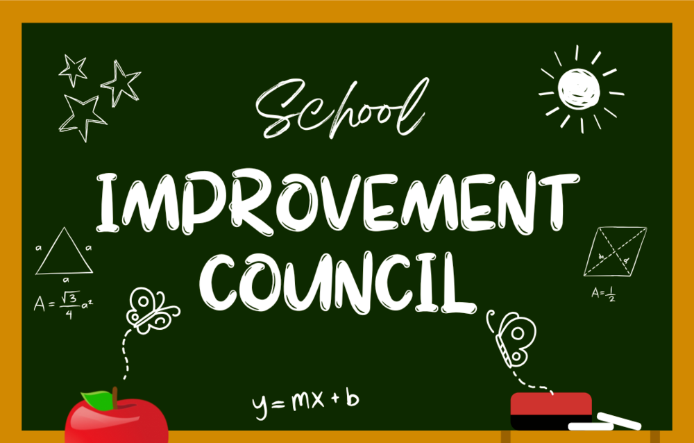 blackboard with text that says "school improvement council"