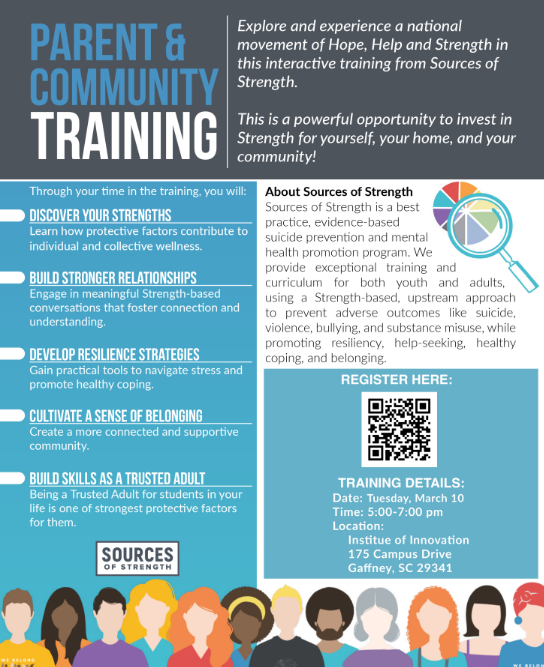 Please scan the QR code for details regarding parent and community training on  March 10