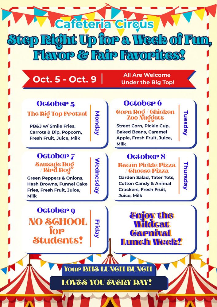 Cafeteria Circus Menu
