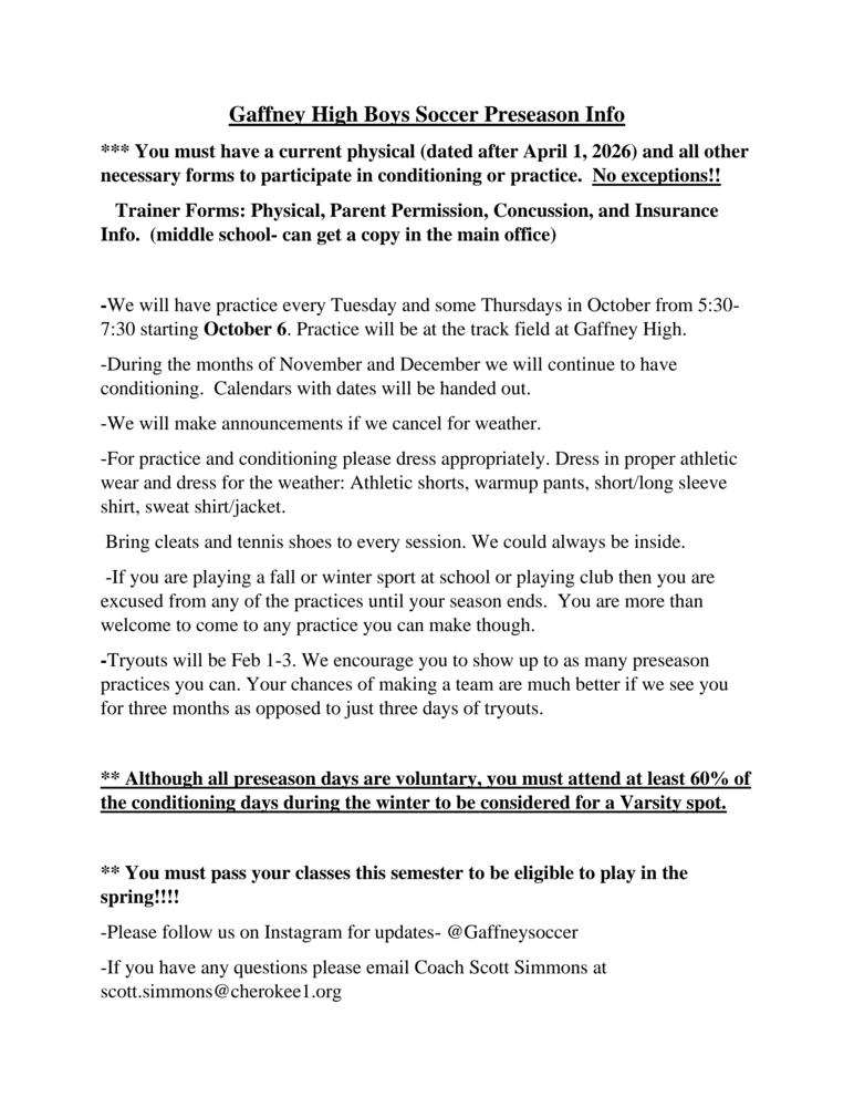 Soccer Info Sheet