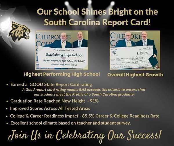 Our School Shines bright on the south carolina report card. BHS has the highest performance and highest overall growth