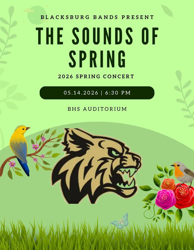 Everyone is invited!  BMS and BHS Concert Band Spring Concerts are Thursday, May 14 at 6:30 PM in the BHS Auditorium.
