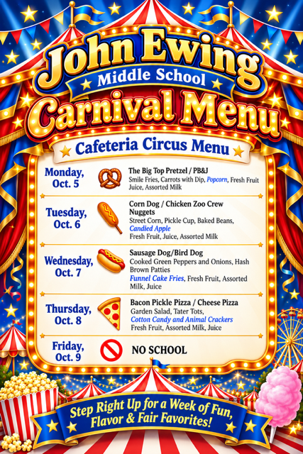 Cafeteria Circus Menu