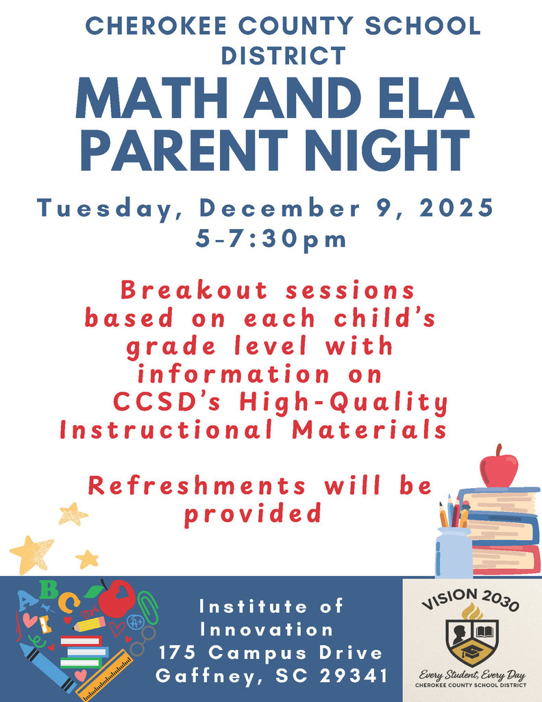 math ela parent night flyer