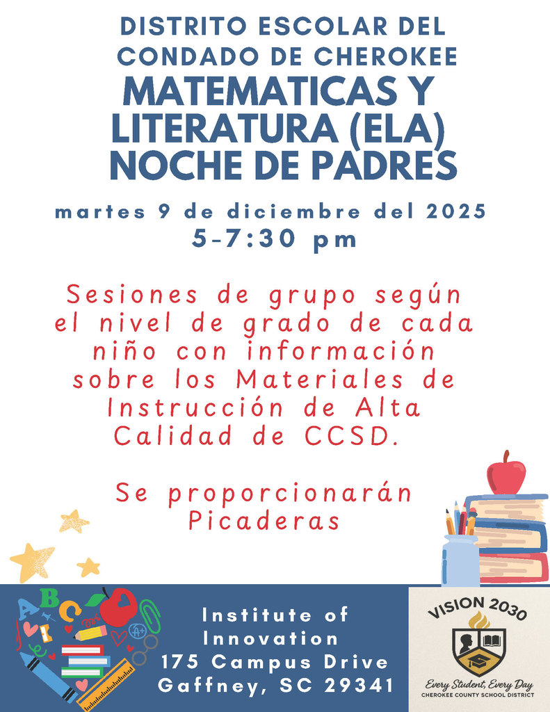 math ela parent night flyer spanish
