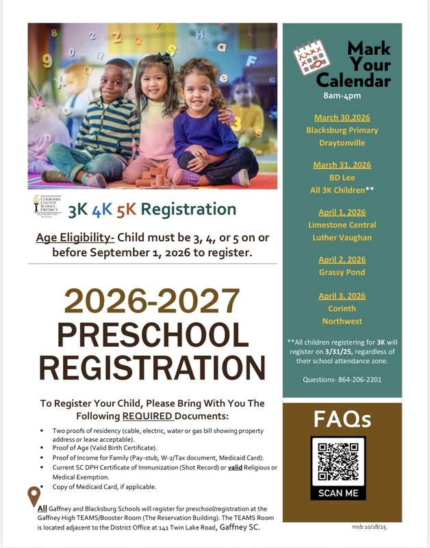 2025-2026 Preschool Registration